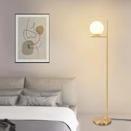 Oprawy, klosze i abażury - ZMH lampa podłogowa złota 1 płomienna nowoczesna lampa podłogowa E27 vintage lampa podłogowa z białymi szklanymi kloszami włącznik nożny metal do salonu sypialni biura - miniaturka - grafika 1