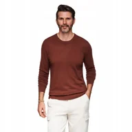 Swetry męskie - Męski sweter z okrągłym dekoltem z dzianiny - bordowy V1 OM-SWSW-0183 r XXL - miniaturka - grafika 1