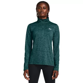 Koszulki sportowe damskie - Damski longsleeve treningowy Under Armour Tech 1/2 Zip- Twist - zielony - UNDER ARMOUR - grafika 1