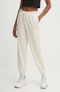Spodnie damskie - Puma spodnie dresowe bawełniane BETTER CLASSIC kolor beżowy gładkie 624233 - grafika 1
