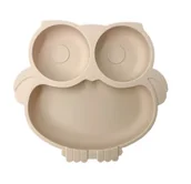 Miseczki i talerzyki dla dzieci - Sowa Talerz Silikonowy- Beżowy - miniaturka - grafika 1