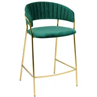 Taborety i hokery - Zielony tapicerowany hoker welurowy glamour z oparciem B8-W18 - miniaturka - grafika 1