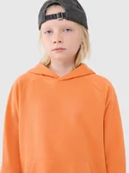 Bluzy dla chłopców - 4F Bluza chłopięca dresowa nierozpinana z kapturem 4FJWSS25TSWSM1712-70S Pomarańczowy Roz. 158 - miniaturka - grafika 1