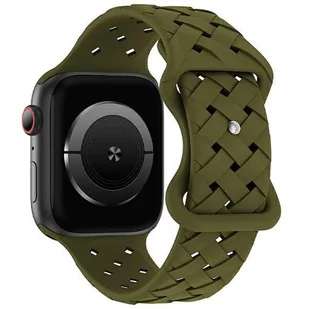 Pasek BELINE Silicone Woven do Apple Watch 4/5/6/7/8/9/SE/SE 2/SE 2022 (38/40/41mm) Oliwkowy - Akcesoria do smartwatchy - miniaturka - grafika 2