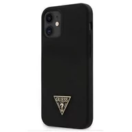 Etui i futerały do telefonów - Guess GUHCP12SLSTMBK iPhone 12 mini 5,4" black/czarny hardcase Silicone Triangle Logo GUE000916 - miniaturka - grafika 1