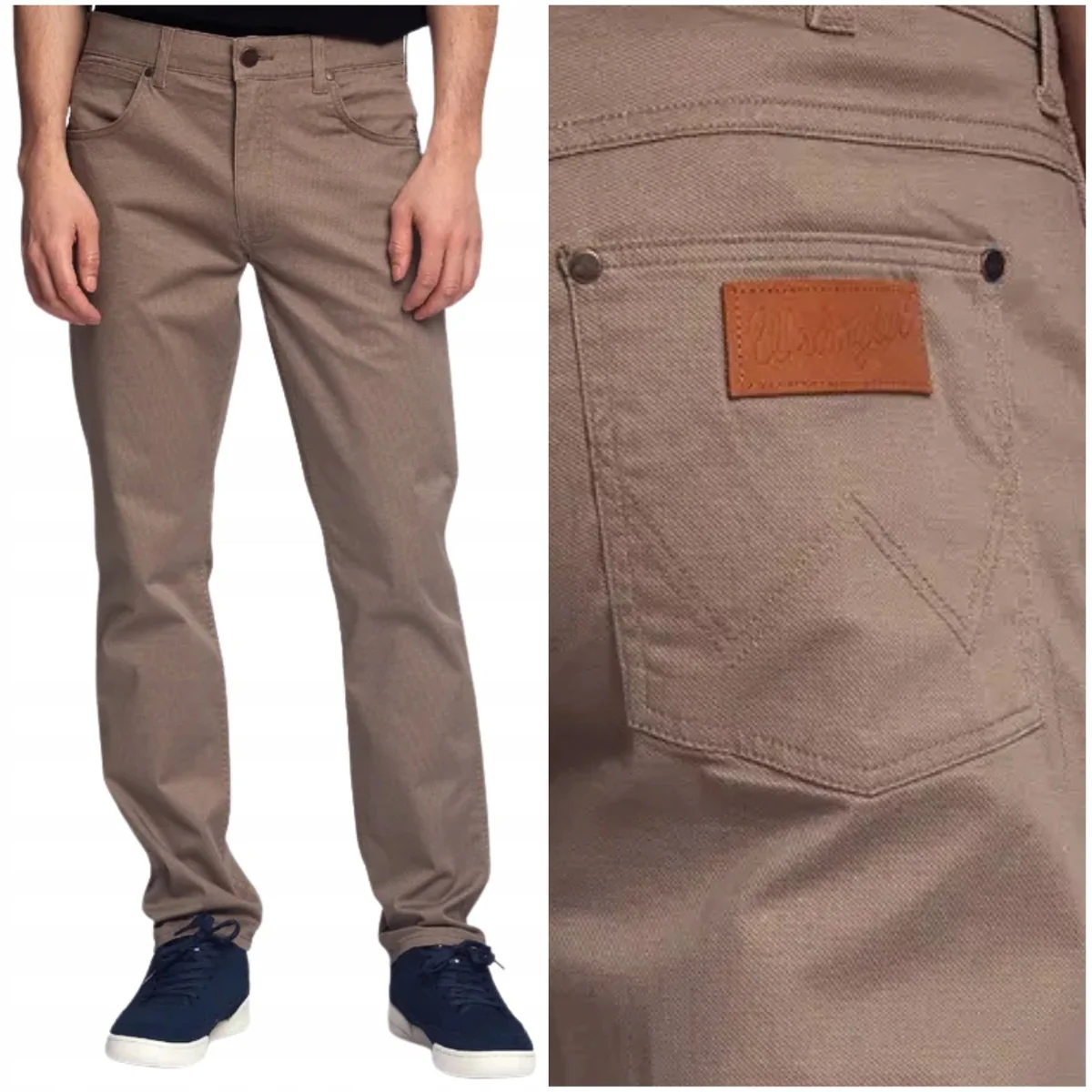 Wrangler Greensboro Chinchilla proste beżowe spodnie materiałowe W50 L32