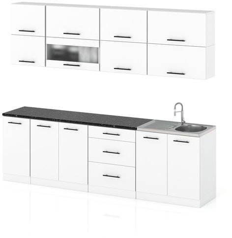 Meble Kuchenne Białe Nowoczesne Kuchnia Robo Lux 2.6m Modułowa Młodzieżowa