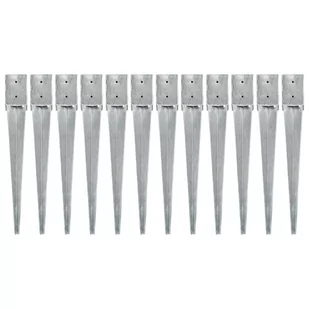 VidaXL Kołki gruntowe, 12 szt., srebrne, 10x10x76 cm, stal - Kołki - miniaturka - grafika 1