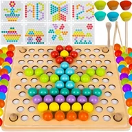 Układanki dla dzieci - Drewniana Układanka Kulki Koraliki Drewniane Puzzle Mozaika Jakość - miniaturka - grafika 1