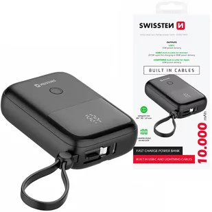 SWISSTEN Powerbank PD 10000 mAh 22,5 W Czarny - Powerbanki - miniaturka - grafika 1