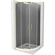 Kabiny prysznicowe - Mexen Rio kabina prysznicowa półokrągła 80x80 cm, grafit, złota + brodzik Flat, biały - miniaturka - grafika 1