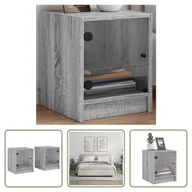 Szafki nocne - The Living Store Szafki nocne ze szklanymi drzwiami 2 szt. Szara Sonoma 35x37x42 cm - miniaturka - grafika 1