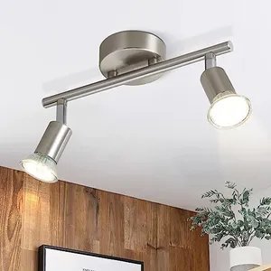 ZMH Reflektor sufitowy LED 2 płomienie - lampa sufitowa do przedpokoju nowoczesna lampa sufitowa GU10 reflektor sufitowy obrotowy 350° lampa sufitowa do przedpokoju ze stali nierdzewnej salon sypialnia bez żarówki