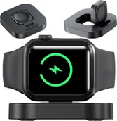 Ładowarki do telefonów - Mini ładowarka indukcyjna do ładowania Apple Watch USB Alogy Mini Stand Charger Czarna - miniaturka - grafika 1