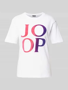 T-shirt z nadrukiem z logo - Koszulki i topy damskie - miniaturka - grafika 1