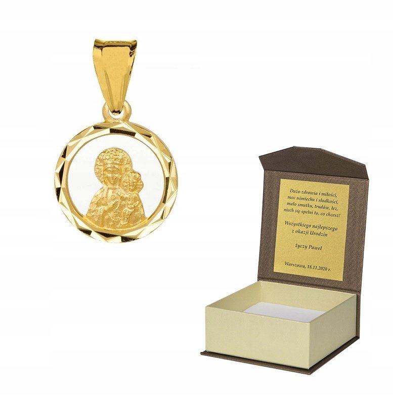 Złoty medalik Matka Boska srebro pozłacane M25