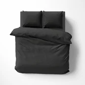 Pościel - Pościel adamaszkowa 220x200 czarna jednobarwna paski 1 cm Pure - miniaturka - grafika 1