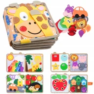 Zabawki interaktywne dla dzieci - Książeczka filcowa odczepiane elementy tablica 3D Montessori żyrafa F30 - miniaturka - grafika 1