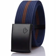 Paski - Parciany Pas Męski Szeroki do SPODNI Brąz+Granat - miniaturka - grafika 1