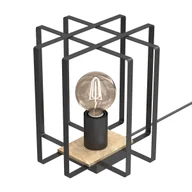 Lampy stojące - Lampa stołowa industrialna czarna z drewnianą podstawą  Kortez 1xE27 15W Luminex - miniaturka - grafika 1