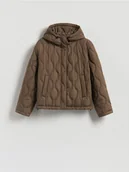 Kurtki damskie - Reserved - Pikowana kurtka - oliwkowy - miniaturka - grafika 1