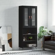 Szafki nocne - vidaXL Witrynka, czarna, 69,5x34x180 cm, materiał drewnopochodny - miniaturka - grafika 1