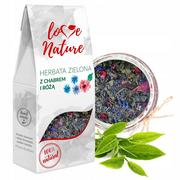 Herbata - LOVE NATURE LOVE NATURE HERBATA ZIELONA Z RÓŻĄ I CHABREM 80G - miniaturka - grafika 1