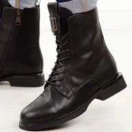 Botki damskie - Czarne skórzane botki damskie Vinceza 66834 - miniaturka - grafika 1