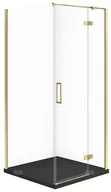 Kabiny prysznicowe - Cersanit SET C556 Kabina CITY PRAWA ZŁOTA 90X90X195+TAKO SLIM CZARNY MAT WIR - miniaturka - grafika 1