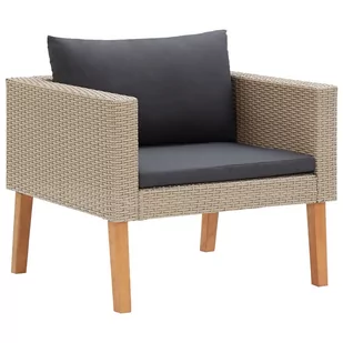 vidaXL Pojedyncza sofa ogrodowa z poduszkami, rattan PE, beż - Sofy ogrodowe - miniaturka - grafika 1