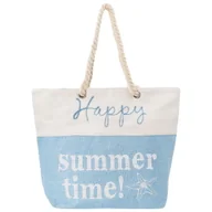 Torebki damskie - Torba plażowa duża SUMMER TIME niebiesko-biała na zamek - miniaturka - grafika 1