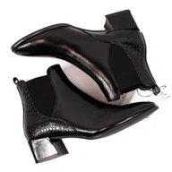 Botki damskie - Sztyblety lakierowane Sergio Leone W SK340A czarne - miniaturka - grafika 1