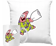 Gadżety dla niej i dla niego - ZESTAW PODUSZKA + KUBEK Spongebob Patryk Rozgwiazda Pomysł Na Prezent #2 - miniaturka - grafika 1