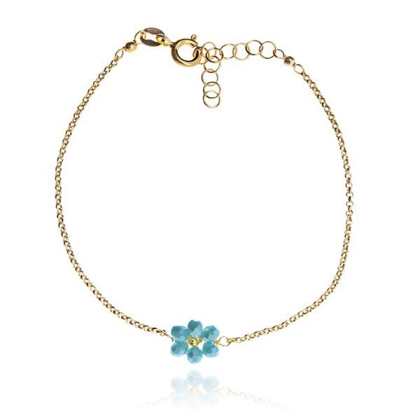 ankabizuteria.pl Bransoletka srebrna pozłacana z turkusowym kwiatkiem