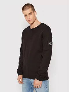 Swetry męskie - Calvin Klein Sweter J30J318645 Czarny Regular Fit - grafika 1