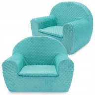 Fotele i pufy dla dzieci - Fotel Dla Dziecka Fotelik Pluszowy Pufa Miętowy W Kropki Minky Bobas - miniaturka - grafika 1