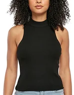 Koszulki i topy damskie - Urban Classics Women's Ladies Short Rib Knit Turtleneck Top T-Shirt, czarny, XXL, czarny, XXL - miniaturka - grafika 1