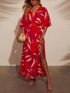 Sukienki - LA Angels Sukienka w kolorze kremowo-fioletowo-czerwonym - miniaturka - grafika 1