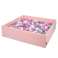 Suche baseny - KiddyMoon, suchy basen kwadratowy z piłeczkami 7cm 120x30 różowy: szary-biały-róż 120x30/1000piłek - miniaturka - grafika 1