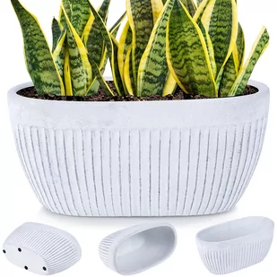 Doniczka Ceramiczna Biała Osłonka Dekoracyjna Na Rośliny Kwiaty Zioła 26X13 Cm - Donice - miniaturka - grafika 1