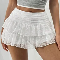 Spódnice - TEMU Dwukolorowa spódnica koronkowa - miniaturka - grafika 1