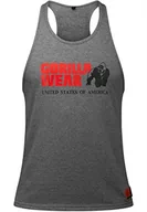 Koszulki sportowe męskie - Gorilla Wear Classic Fitness Tank Top – szary – kulturystyka sport czas wolny z nadrukiem logo, lekki i wygodny dla optymalnego ruchu z bawełny - miniaturka - grafika 1