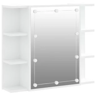 Lumarko Szafka z lustrem i oświetleniem LED, biała, 70x16,5x60 cm - Toaletki - miniaturka - grafika 3