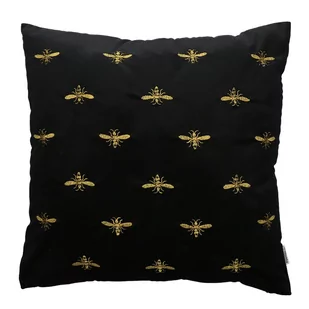 Poszewka dekoracyjna z haftem czarna BEE 45x45 cm - Poszewki na poduszki - miniaturka - grafika 1
