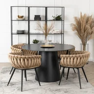 Krzesła - Zestaw 4x Krzesło Tapicerowane Plecione do Salonu EMPOLI Beżowe Welurowe Nowoczesne Glamour - miniaturka - grafika 1