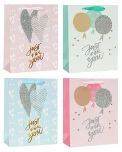 Torebka ozdobna brokat 18x23x8cm mix Rozette - artykuł papierniczy - Opakowania i torebki na prezenty - miniaturka - grafika 1