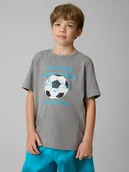 Koszulki dla chłopców - 4F T-shirt regular z nadrukiem chłopięcy - szary 158 (12-13 lat) - miniaturka - grafika 1