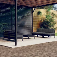 Meble ogrodowe - 6-cz ogrodowy zestaw wypoczynkowy, antracytowe poduszki, sosna Lumarko - miniaturka - grafika 1