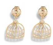 Kolczyki - Klipsy do uszu złote wiszące - miniaturka - grafika 1