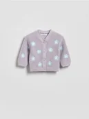 Komplety dla niemowląt - Reserved - Bawełniany kardigan z haftem - lawendowy - miniaturka - grafika 1
